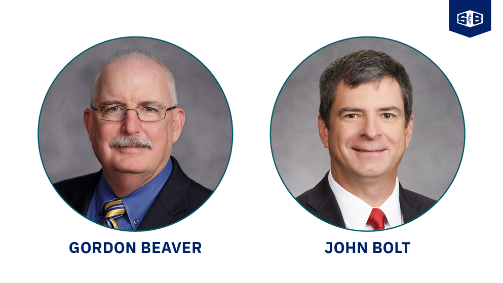 Profile images of retired HSE leader Gordon Beaver (left) and his successor, Senior Vice President of HSE and Security, John Bolt (right).